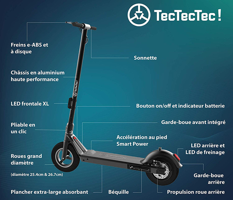 TecTecTec TPRO2 Trottinette Electrique Adulte, Accélération au Pied