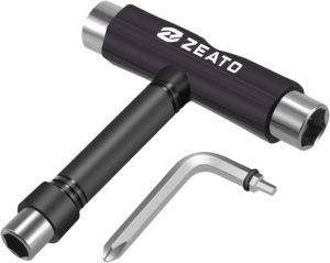 Test - Zeato Outil de Skate Multifonction Portable en T avec clé Allen de Type T et Tournevis Cruciforme de Type L