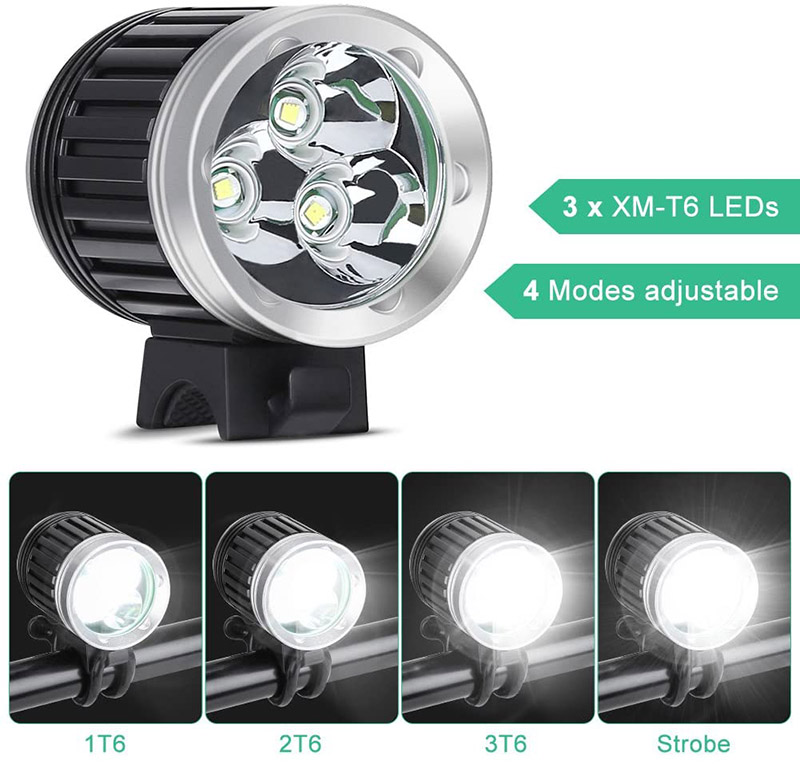 avis GHB Lampe VTT LED Puissante Lampe Vélo Eclairage VTT Phare Vélo LED Rechargeable Etanche 4000 LM 3 T6 CREE XM-L